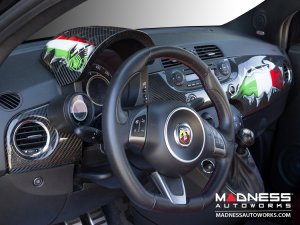FIAT 500 Custom Dashboard - Carbon Fiber - Italian Flag w/ Black Scorpion 